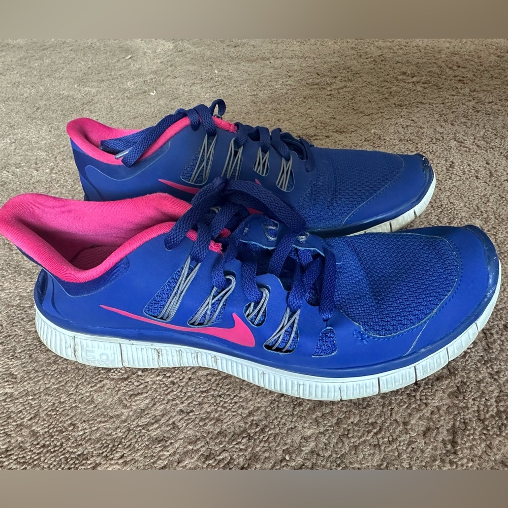 Nike Free shoes. Size 9. Blue and hot pink